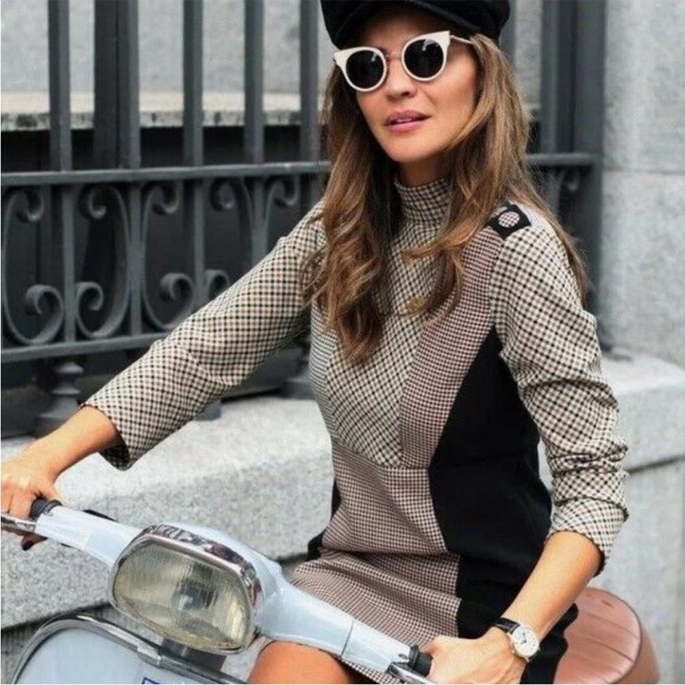 ** LAST DAY 6/18..Donating ** Zara houndstooth patchwork mini dress - Picture 2 of 12